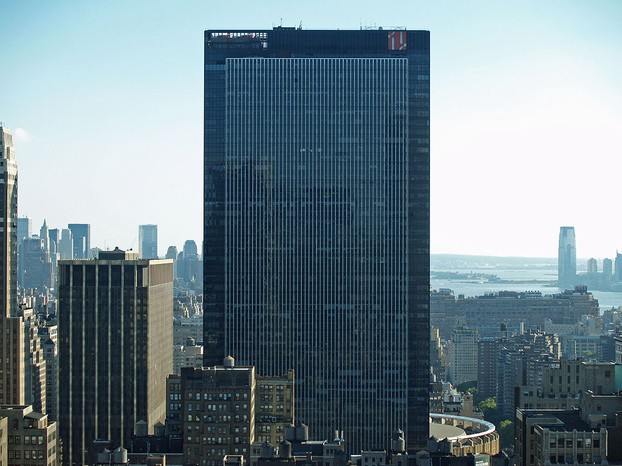 looking south at One Penn Plaza in the afternoon
